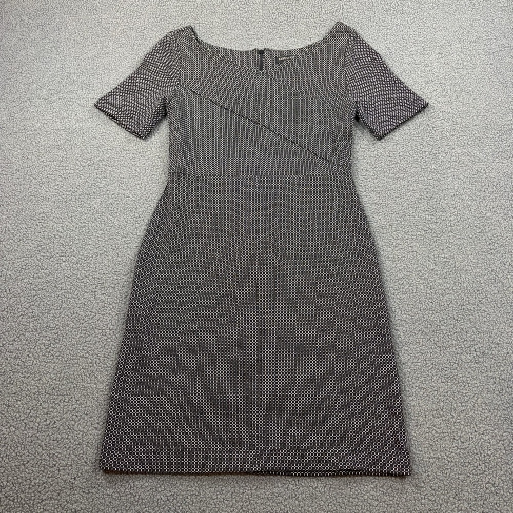 Banana Republic Dress Womens 00P Black White Geometric Sheath Cotton 424998-00